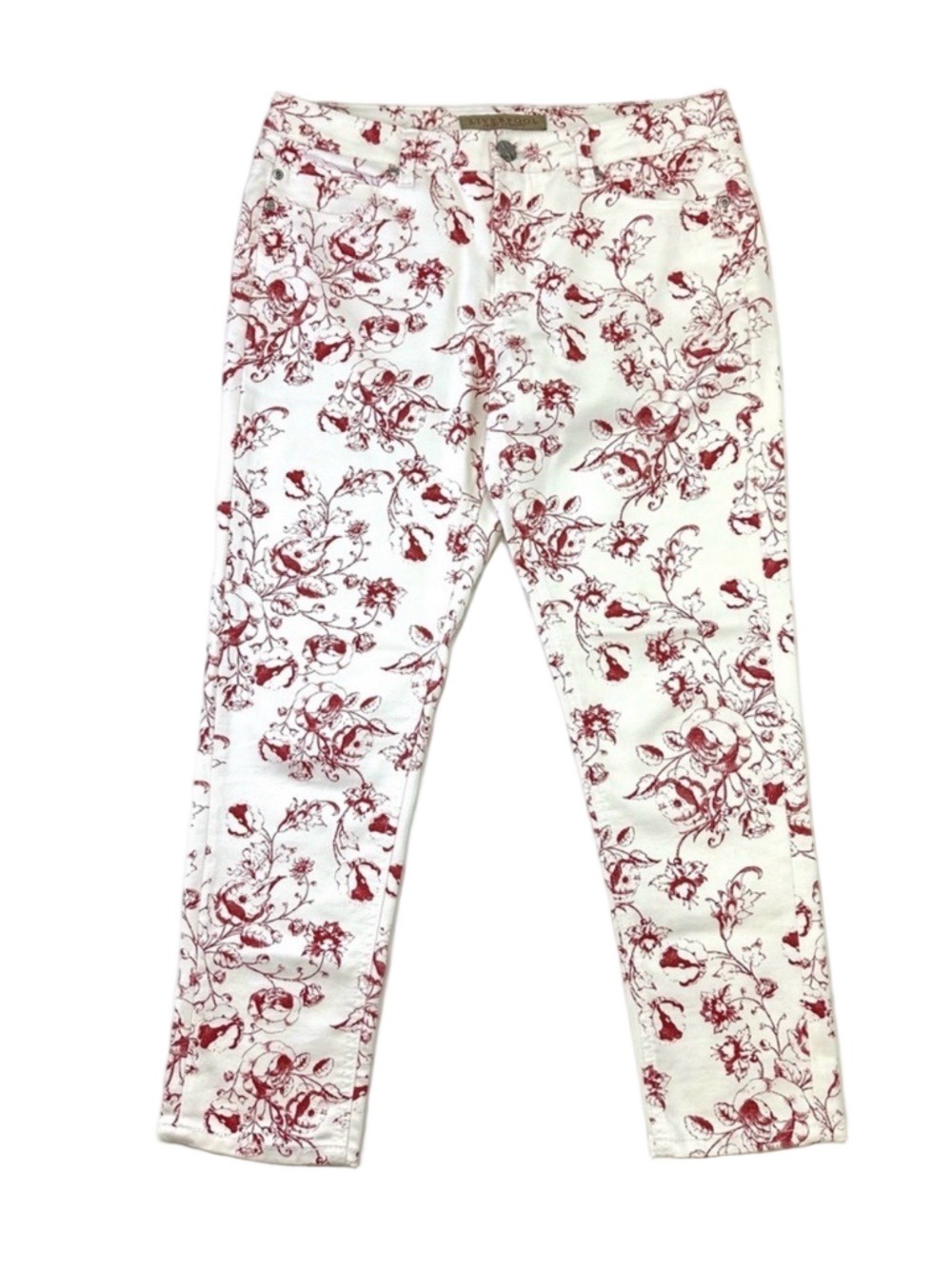 Liverpool crop straight leg print jeans Size 12 stretch cotton summer print